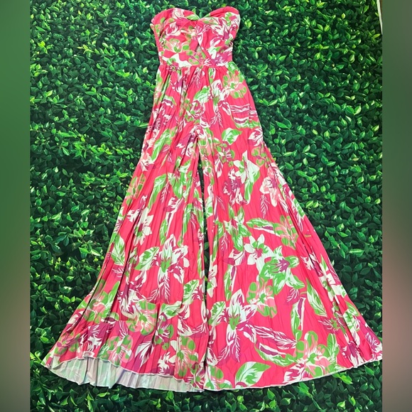 BOGO PINK Floral Tube Jumpsuit Flare Bottoms Never Worn - Picture 7 of 10